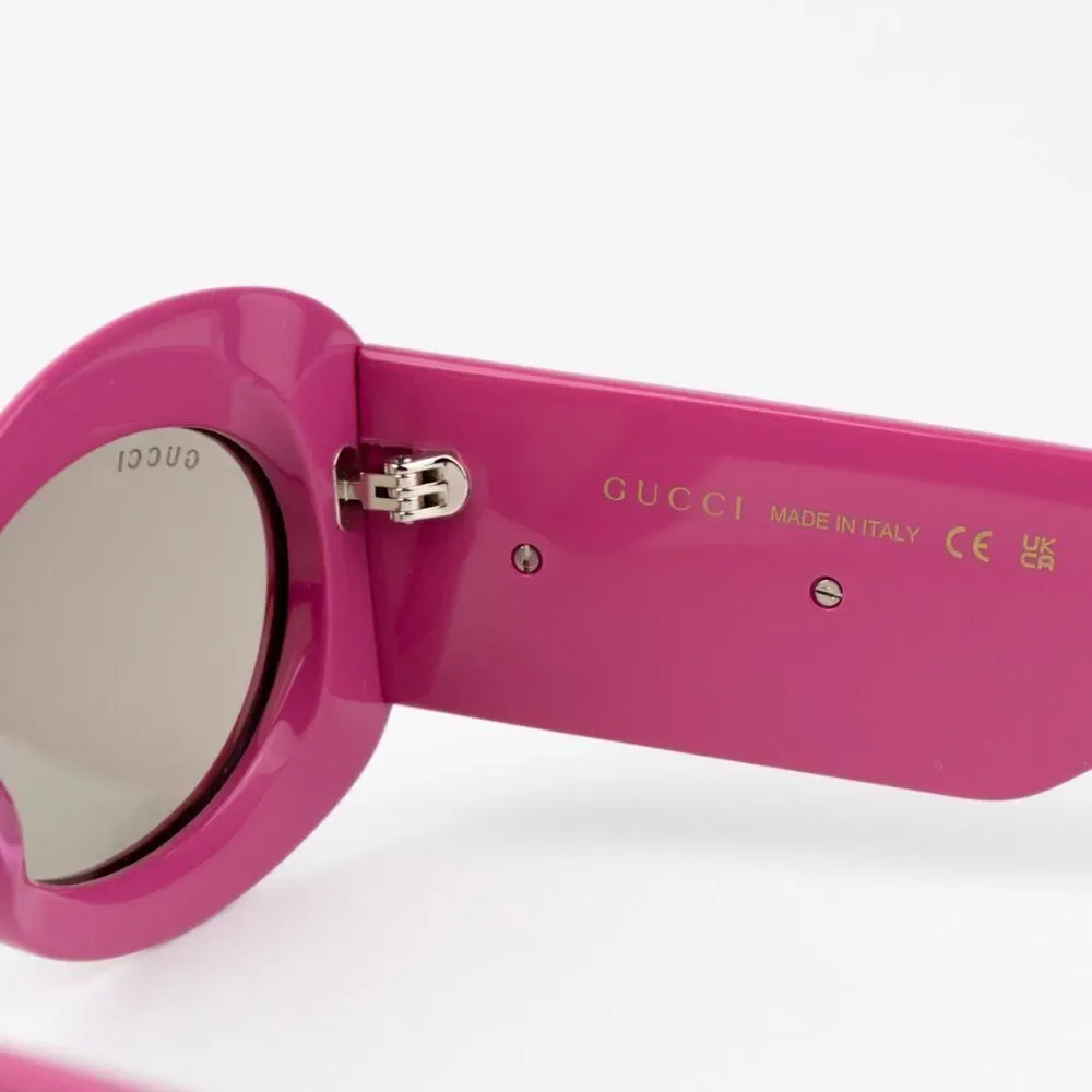 NEW Gucci GG1696S 004 Fuchsia Pink Grey Women Oval Sunglasses GG 1696S - Picture 6 of 10